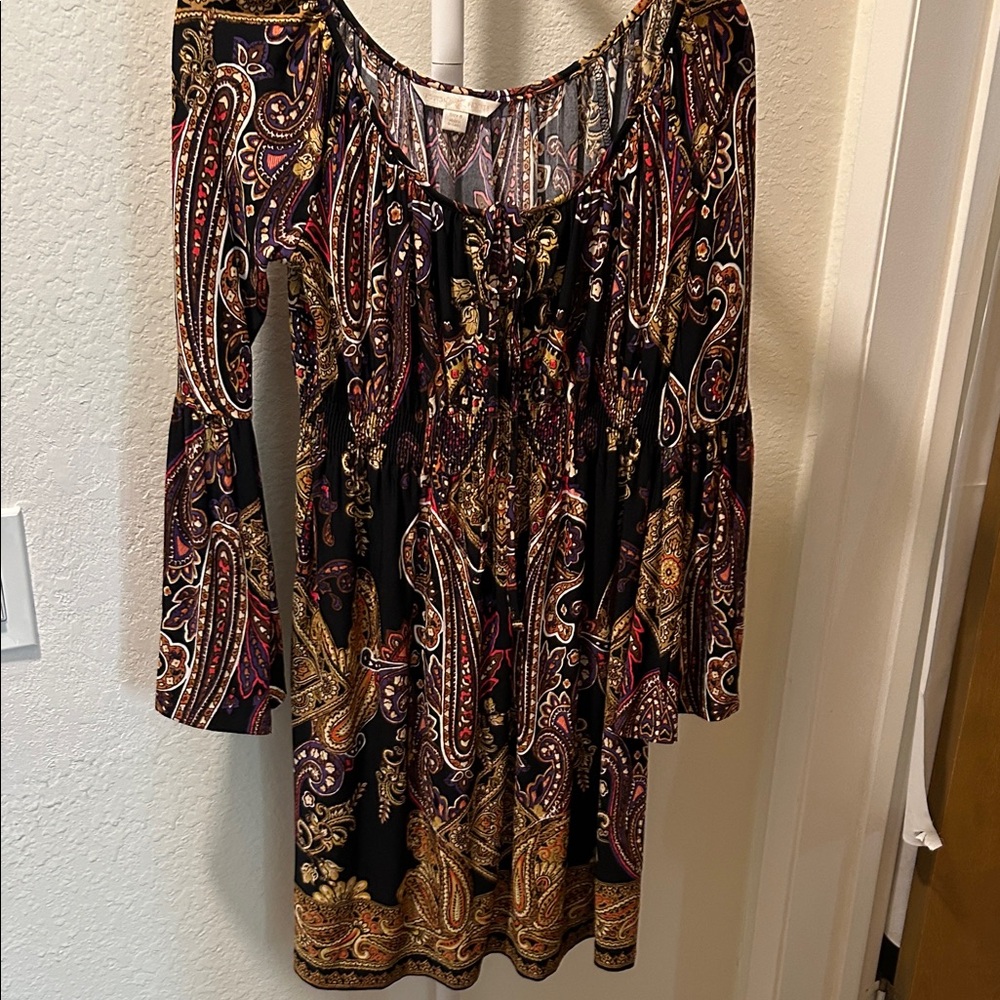 BOSTON PROPER Multicolor Paisley Long Sleeve Dress